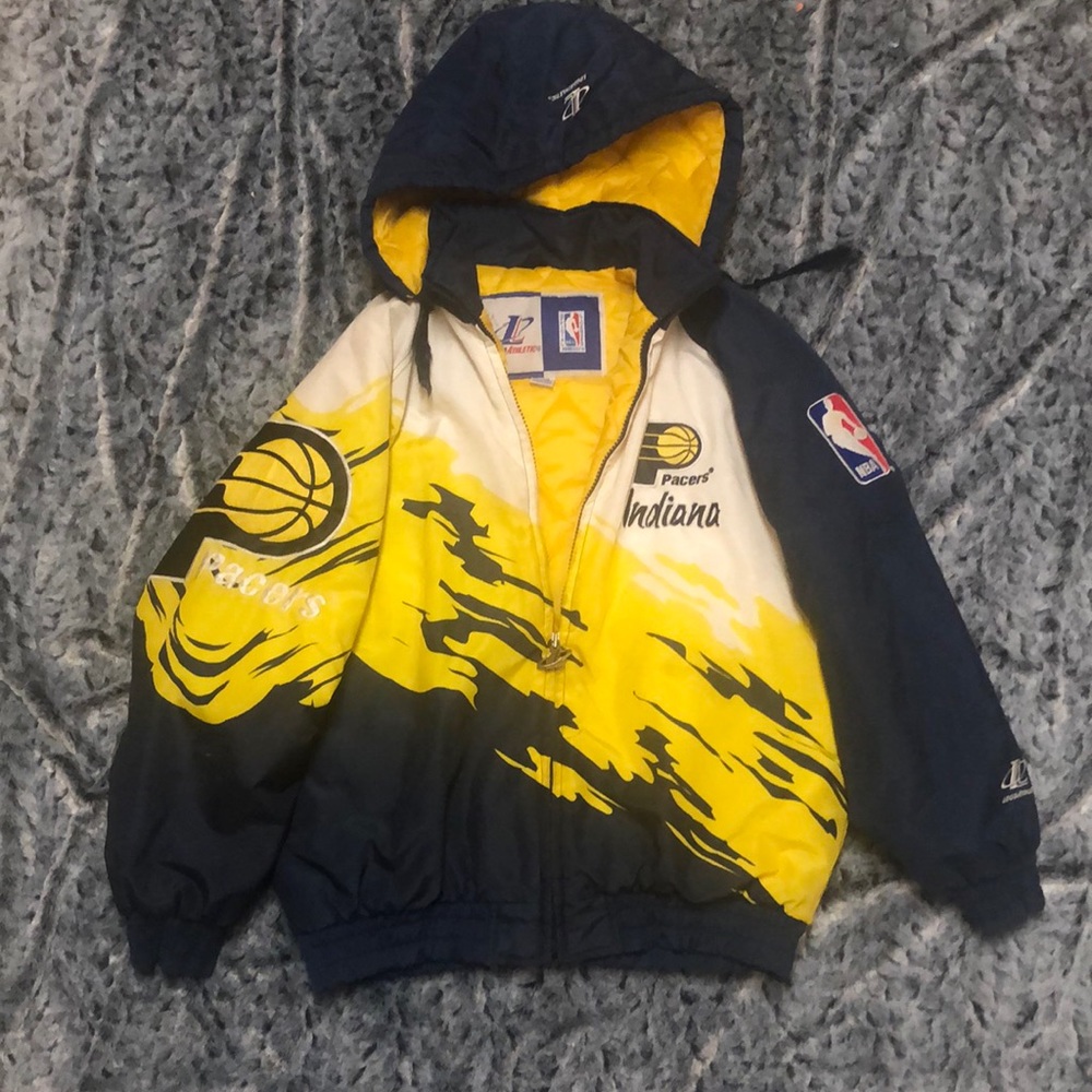 Vintage logo athletic Indiana Pacers splash affect puffer jacket size large